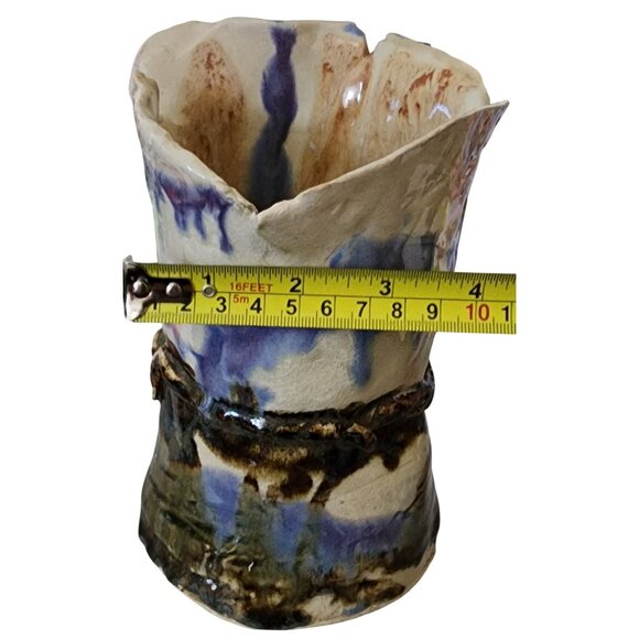 VTG 1983 Studio Art Pottery Dripped Glazed Ceramic Abstract Vase - Picture 8 of 8